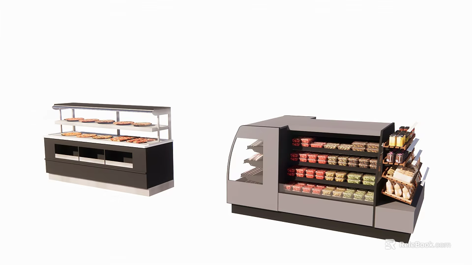 Modern Retail Display Cabinets With Transparent Glass And Multi Tiered Food Shelves 3d model 