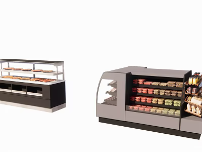 Modern Retail Display Cabinets With Transparent Glass And Multi Tiered Food Shelves 3d model