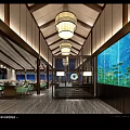 Elegant Hotpot Restaurant Interior With Dining Tables Green Chairs And Wine Display Shelves