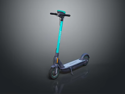 Modern Electric Scooter With Turquoise Handlebar Gray Deck And Black Wheels 3d model