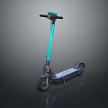 Modern Electric Scooter With Turquoise Handlebar Gray Deck And Black Wheels