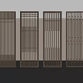 Four Modern Wooden Grille Screens As Elegant Interior Partition Design Elements 3d model