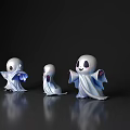 Cute Ghost Game Movie Characters With White Sheets Different Poses And Star Decoration