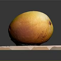Juicy Ripe Yellow Mango Placed On Pink Mat Against Dark Background
