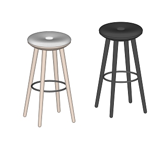 Modern Bar Stool Wooden Bar Chair Bar Chair Combination Round Bar Chair 3d model