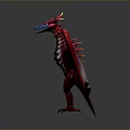 Detailed Red Dragon 3D Model With Spread Wings Horns And Scales