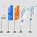 Public Facilities Outdoor Flags With Event Summit Texts And Design Elements 3d model