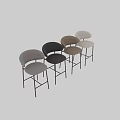 Set of Two Modern Grey Bar Stools With Upholstered Seats And Black Metal Frames