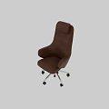 Ergonomic Brown Leather Office Chair With Swivel Wheels Armrests And High Backrest