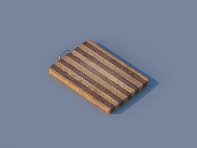 Durable Wooden Cutting Board With Striped Pattern Square Shape And Hanging Hole For Kitchen Use 3d model