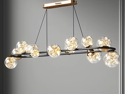 Modern Glass Sphere Chandelier With Black Metal Ring And Golden Accents Lighting Fixture 3d model