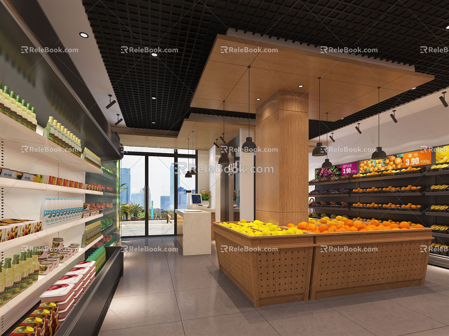 Modern Fruit Store Apple Supermarket Fruit and Vegetable Booth 3d model