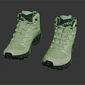 PRODO Beige Hiking Boots High Top With Light Green Laces Black Sole Breathable Mesh