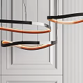 Modern Chandeliers With Curved Black Frames And Warm Accents For Interior 3d model