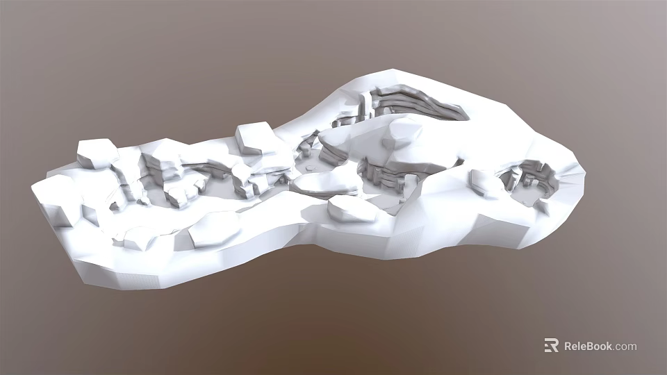 3D Model Garden Landscape Design with Undulating Topography Pathways and Diverse Structures 3d model 