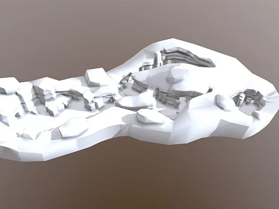 3D Model Garden Landscape Design with Undulating Topography Pathways and Diverse Structures 3d model