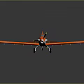 Orange Airplane Model With White And Orange Wings Black Windows On Gray Background With Reflection