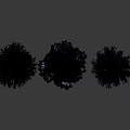 Diverse Arbor Trees with Snowy Branches and Leafless Crowns on Black Background 3d model