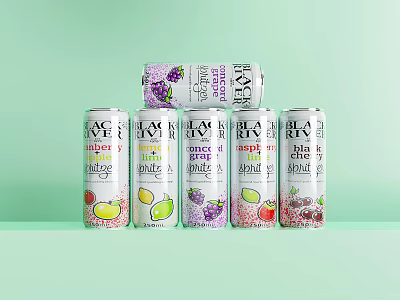 AVE Sparkling Drinks With Various Fruit Flavors In Colorful Cans On Green Background 3d model