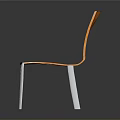 Modern Orange Wooden Chair With Curved Seat And White Metal Legs
