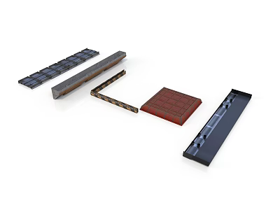 Construction Equipment Strips Blocks And Plates In Various Materials 3d model