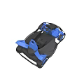 Black and Blue Go Kart with Steering Wheel Seat and Open Frame Structure