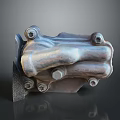 Detailed Industrial Metal Mechanical Part With Multiple Bolts And Connections