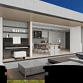 Modern Bright Open Living And Dining Space With Large Floor Glass Windows Overlooking Lush Scenery
