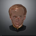 Shiny Copper Man Head Sculpture With Dark Background And Black Collar