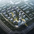 Aerial View Planning of Modern Residential Area With Green Spaces and Road Network