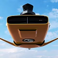 Yellow Flying Car With Streamlined Design Transparent Cockpit Black Components And Wings
