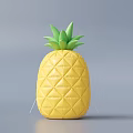 Yellow Pineapple Shaped Inflatable With Green Leaves Diamond Pattern On Gray Background 3d model