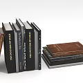 Vintage Books With Brown And Black Covers Standing And Stacked In Classic Arrangement