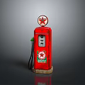 Red Vintage Standard Gasoline Pump With Star Logo Base And Nozzle