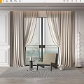 modern curtain single sofa 3d model