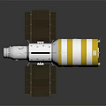 White And Yellow Spacecraft Module Equipment With Solar Panels And Antennas