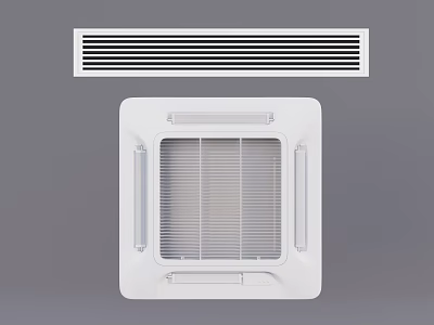 Modern White Air Conditioner Vents With Long Grille And Square Panel Design 3d model