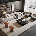 Modern Living Room Sofa And Coffee Table Set With Accent Chairs Ottomans And Area Rug