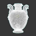 Blue and White Ceramic Vase with Double Animal Head Handles and Floral Figure Decoration
