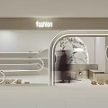 Modern Fashion Store Interior With Neon Lighting Arched Entrance And Shoe Displays