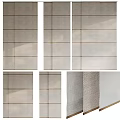 Modern Textured Curtains with Neutral Tones Panel Patterns and Linen Fabric 3d model