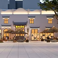 Traditional Teahouse Exterior Design With Outdoor Seating And Decorative Lanterns