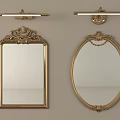 Ornate Golden Square and Oval Mirrors with Decorative Frames for Interior Design 3d model
