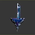 Decorative Fountain Design With Arched Top Blue Interior Central Sculpture And Ornamental Base