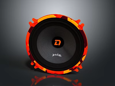 High Quality Jamo Orange Black Circular Audio Speaker With Vibrant Design 3d model