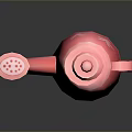 Pink Plastic Watering Can With White Flower Patterns For Home Gardening