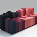 Irregular Shape Sofa With Colorful Block Patchwork Design And Mixed Tones 3d model
