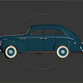 Vintage Blue Classic Car With Sleek Body Design And White Wall Tires