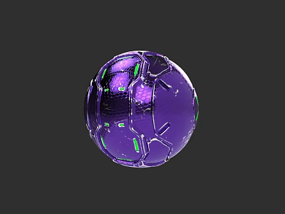 Futuristic Purple Sphere Weapon With Green Glowing Accents And Geometric Design 3d model