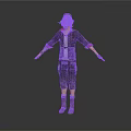 3D Character Model Wearing Black Jacket Red Lining Cap Black Pants And Boots